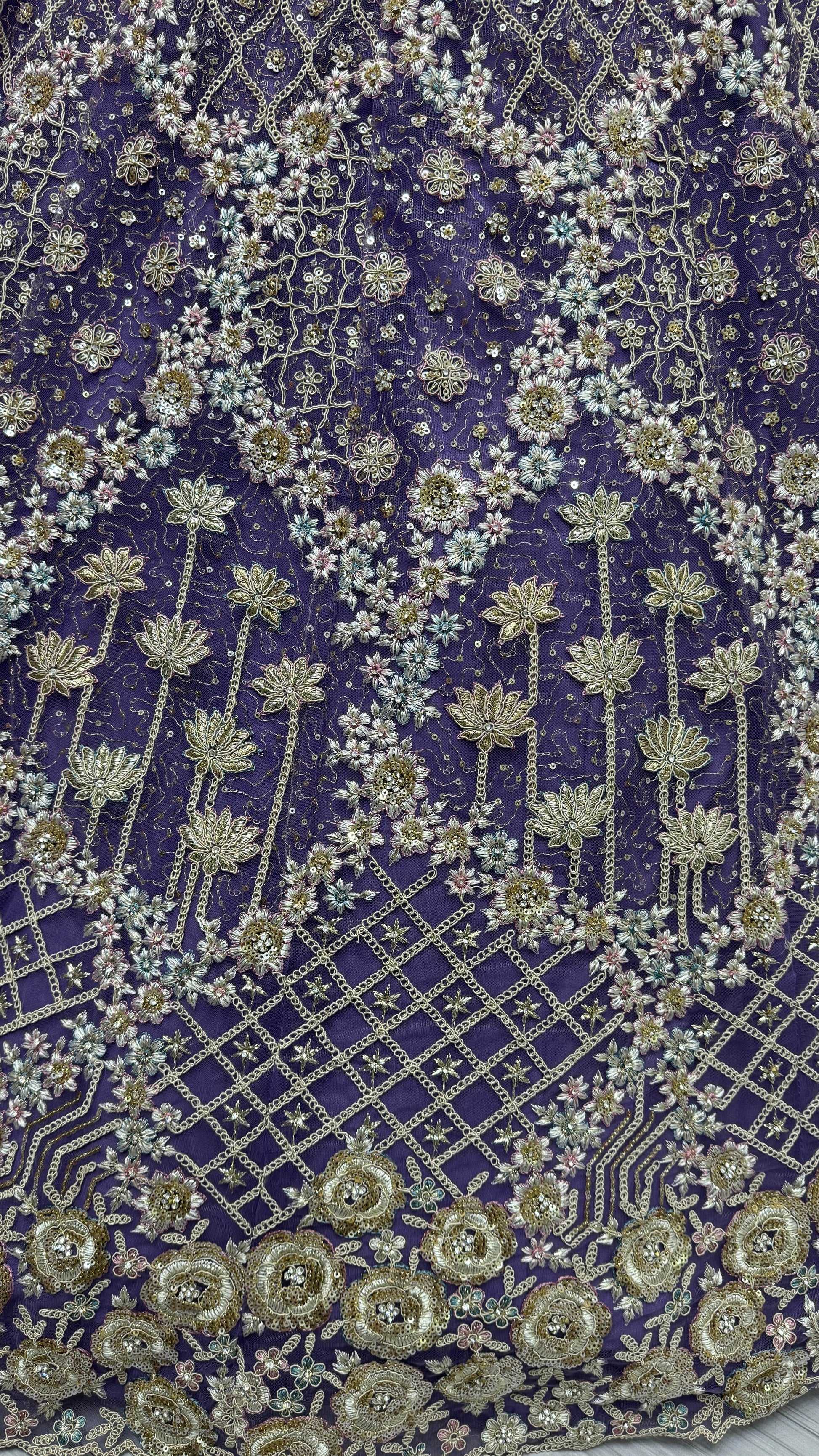 Alluring Purple Thread Embroidery Net Wedding Lehenga Choli - Zeel Clothing
