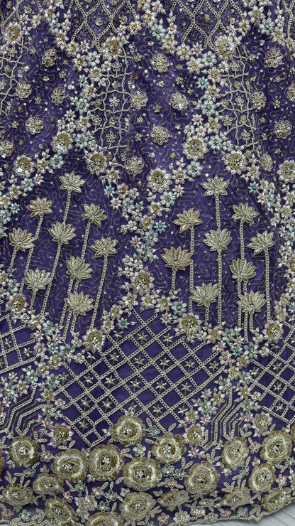 Alluring Purple Thread Embroidery Net Wedding Lehenga Choli - Zeel Clothing