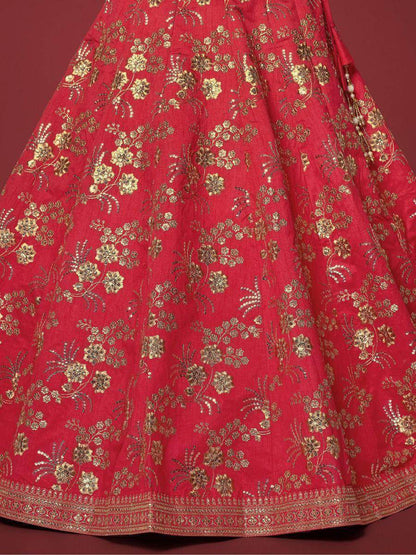 Alluring Red Embroidered Silk Traditional Lehenga Choli With Blouse - Zeel Clothing