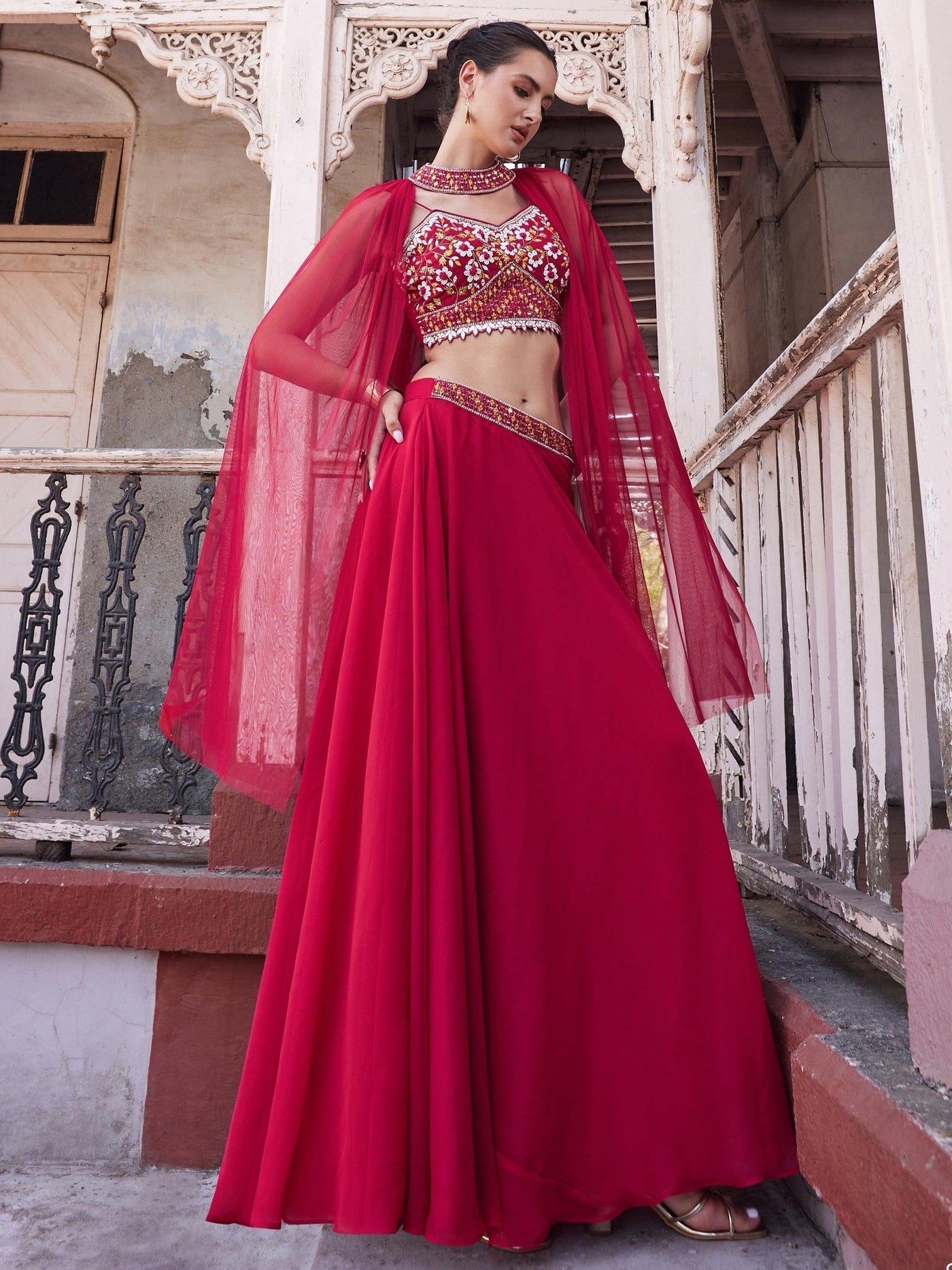 Marvelous Rani Pink Embroidered Georgette Designer Lehenga Choli