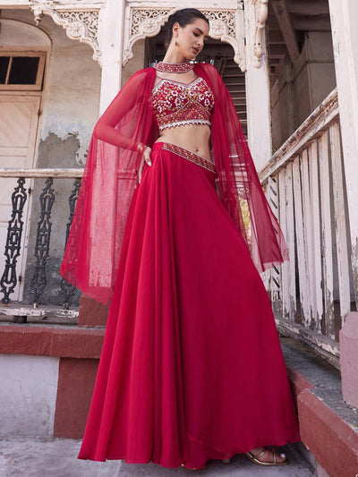 Marvelous Rani Pink Embroidered Georgette Designer Lehenga Choli