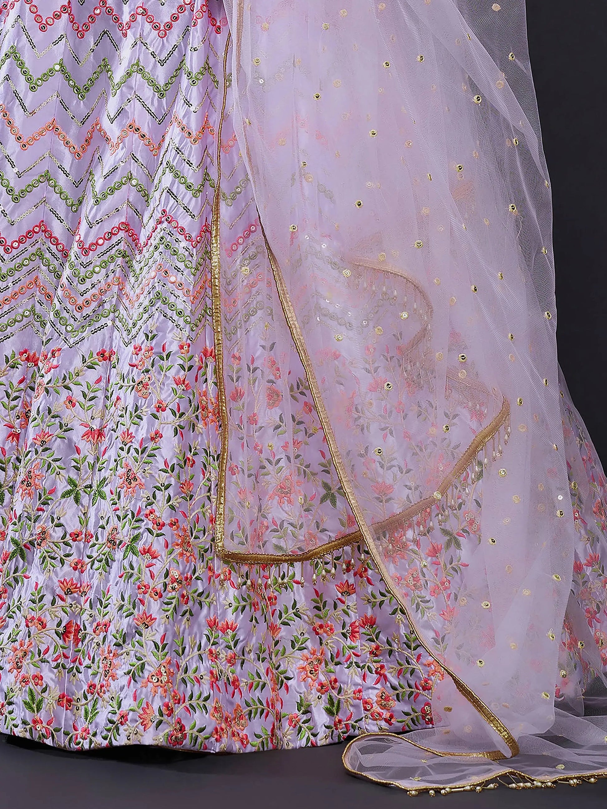 Amazing Light Purple Sequins Stain Lehenga Choli With Dupatta - Zeel Clothing