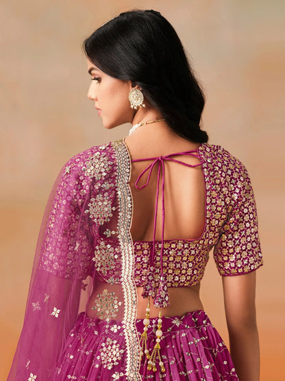 Amazing Pink Zari Embroidered Lehenga Choli With Dupatta - Zeel Clothing