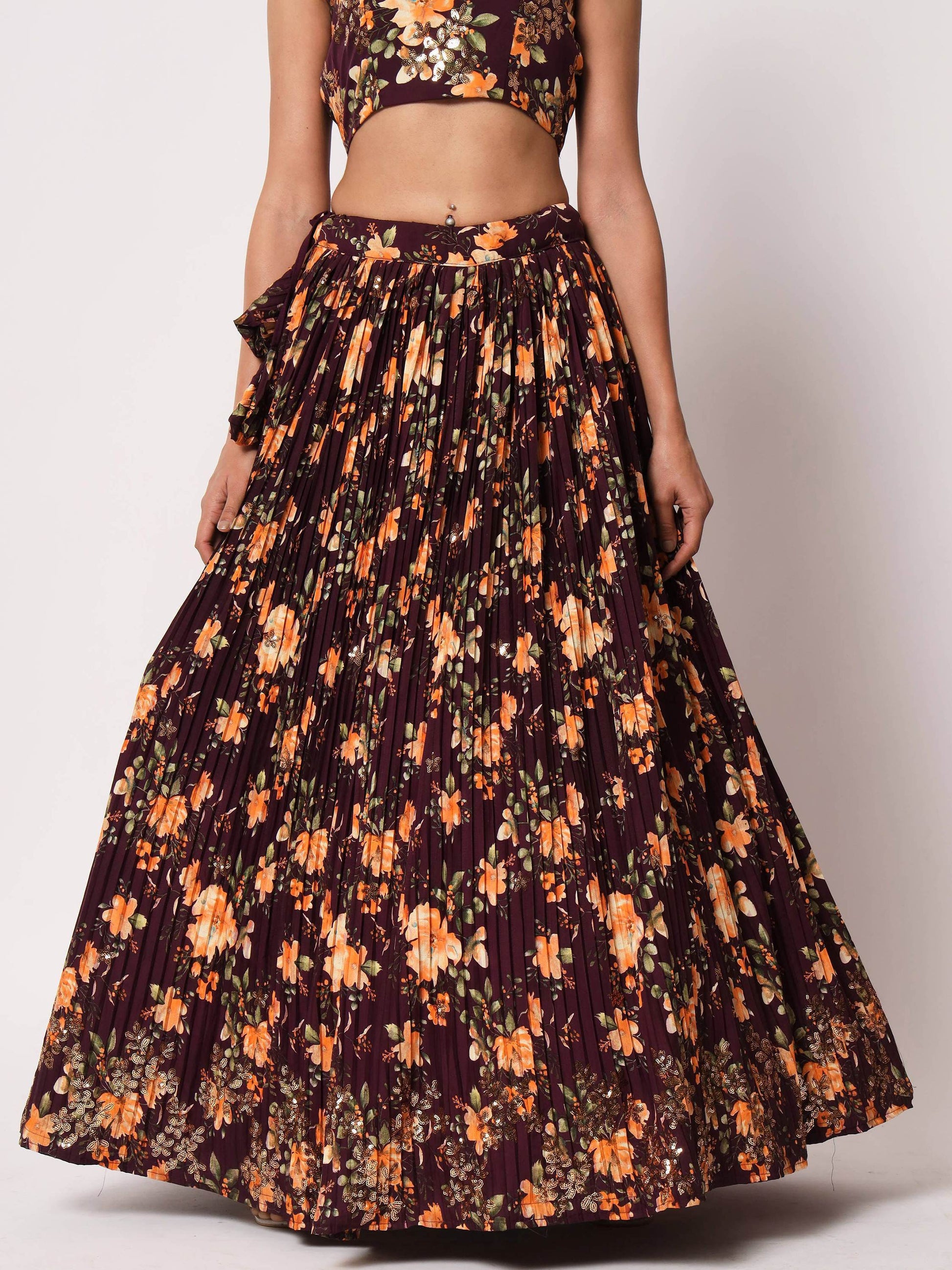 Appealing Purple Floral Printed Silk Reception Wear Lehenga Choli - Zeel Clothing