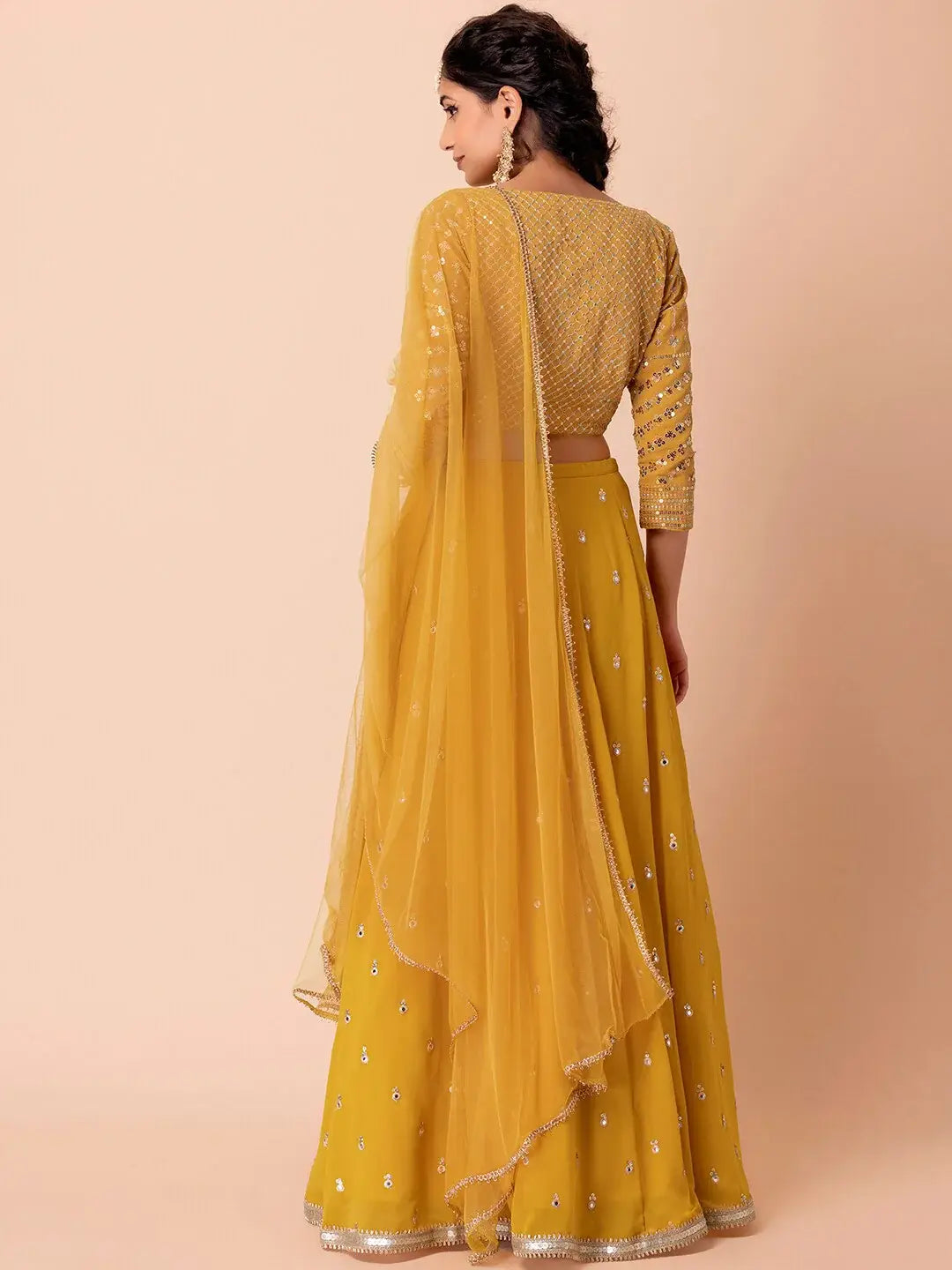 Appealing Yellow Sequins Georgette Haldi Wear Lehenga Choli - Zeel Clothing