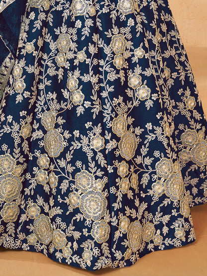 Astonishing Blue Embroidered Silk Engagement Wear Lehenga Choli - Zeel Clothing