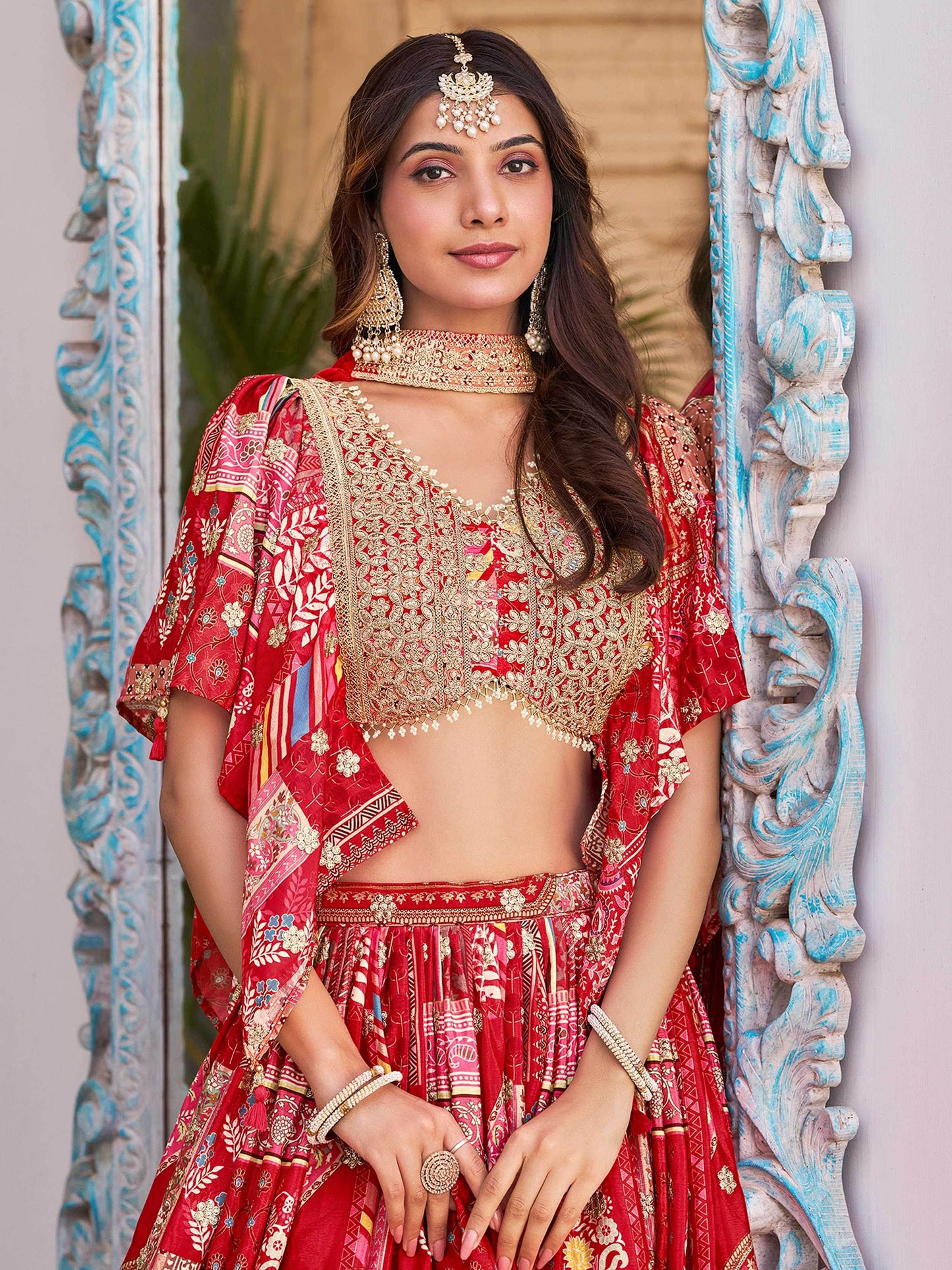 Astonishing Red Dori Work Chinon Wedding Wear Lehenga Choli With Dupatta - Zeel Clothing