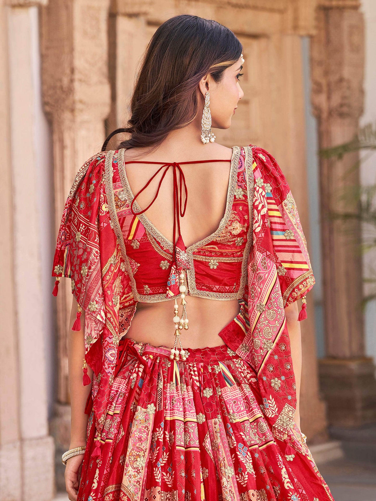Astonishing Red Dori Work Chinon Wedding Wear Lehenga Choli With Dupatta - Zeel Clothing