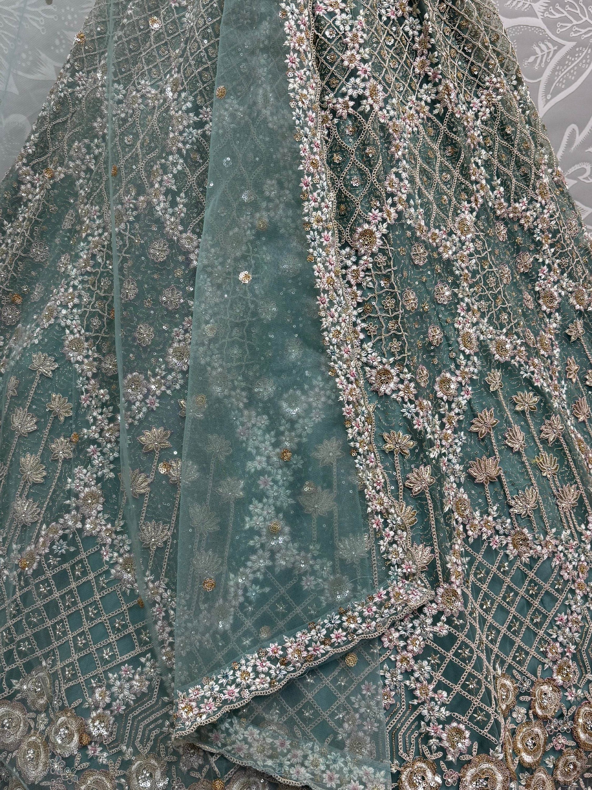 Attractive Blue Dori Embroidery Net Wedding Wear Lehenga Choli - Zeel Clothing