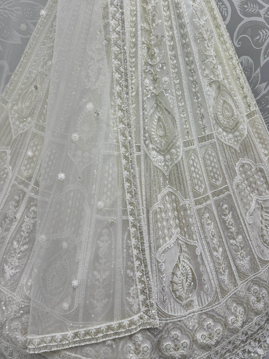 Attractive White Sequins Net Party Wear Lehenga Choli With Dupatta - Zeel Clothing