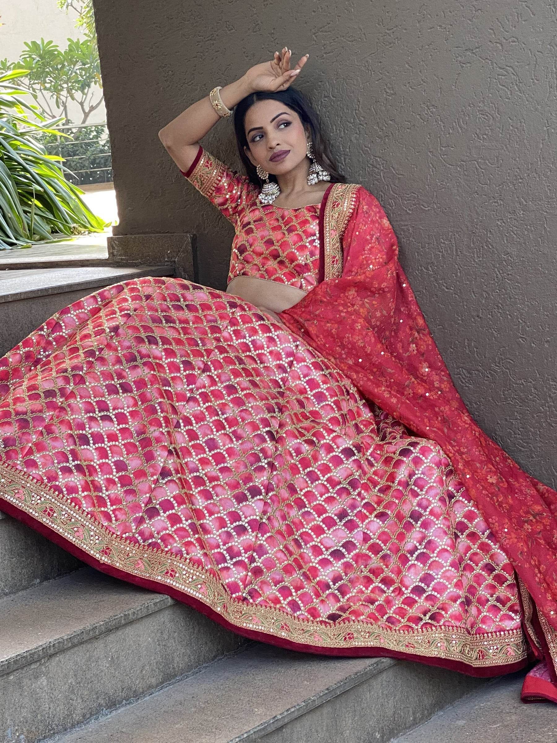 Awesome Pink Sequins Art Silk Bridesmaid Lehenga Choli With Dupatta - Zeel Clothing