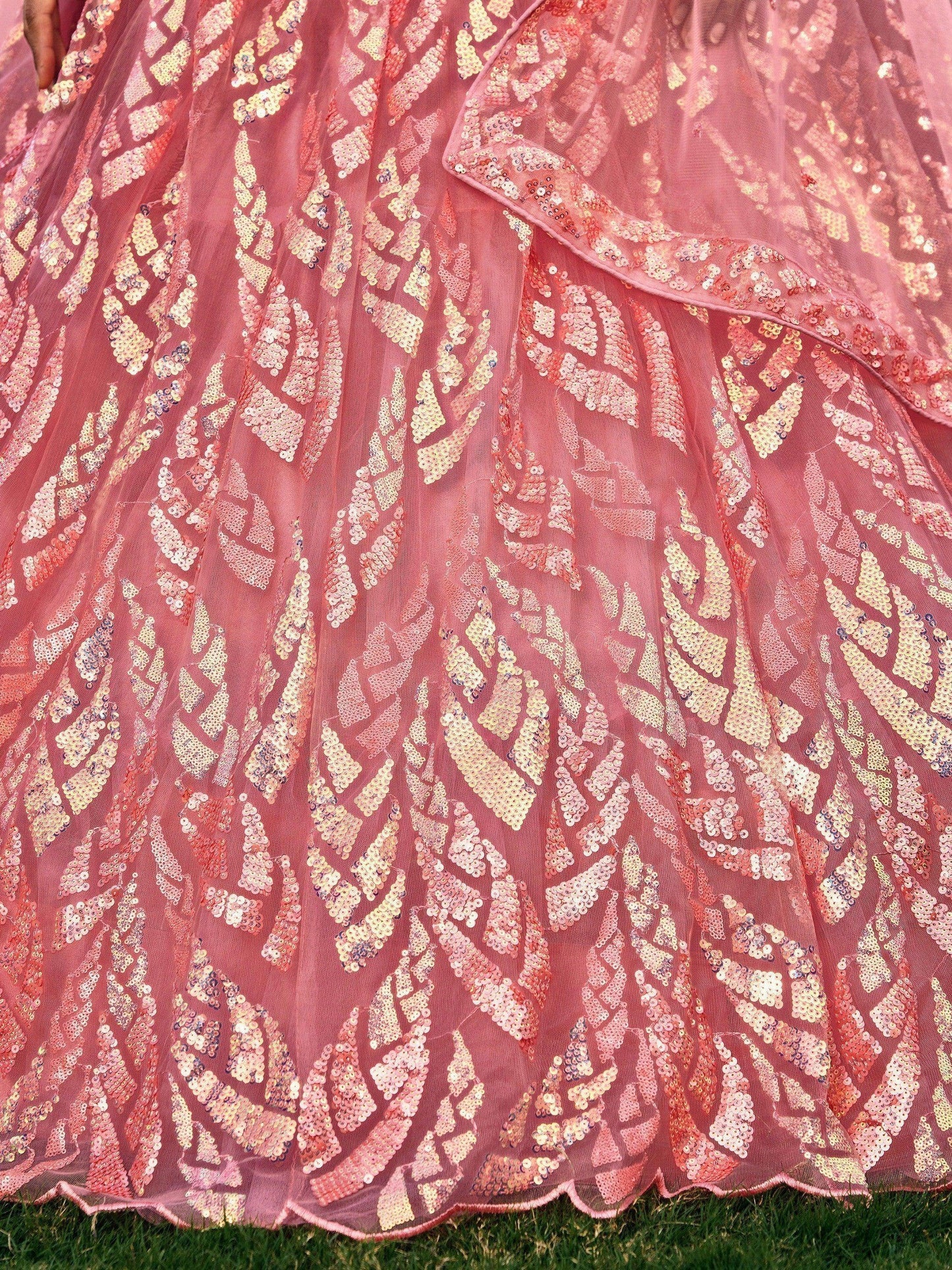 Awesome Pink Sequins Net Bridesmaid Lehenga Choli With Dupatta - Zeel Clothing