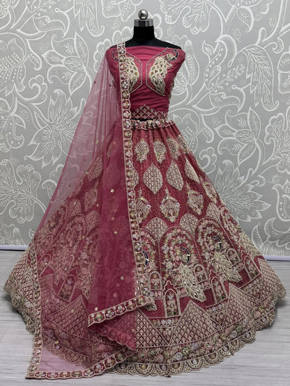 Awesome Pink Sequins Net Engagement Wear Lehenga Choli - Zeel Clothing