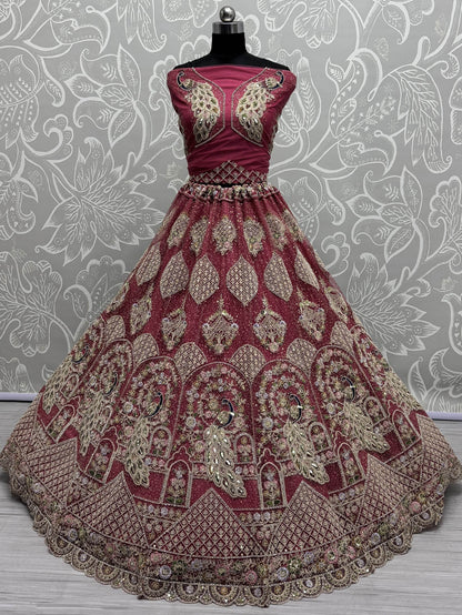 Awesome Pink Sequins Net Engagement Wear Lehenga Choli - Zeel Clothing