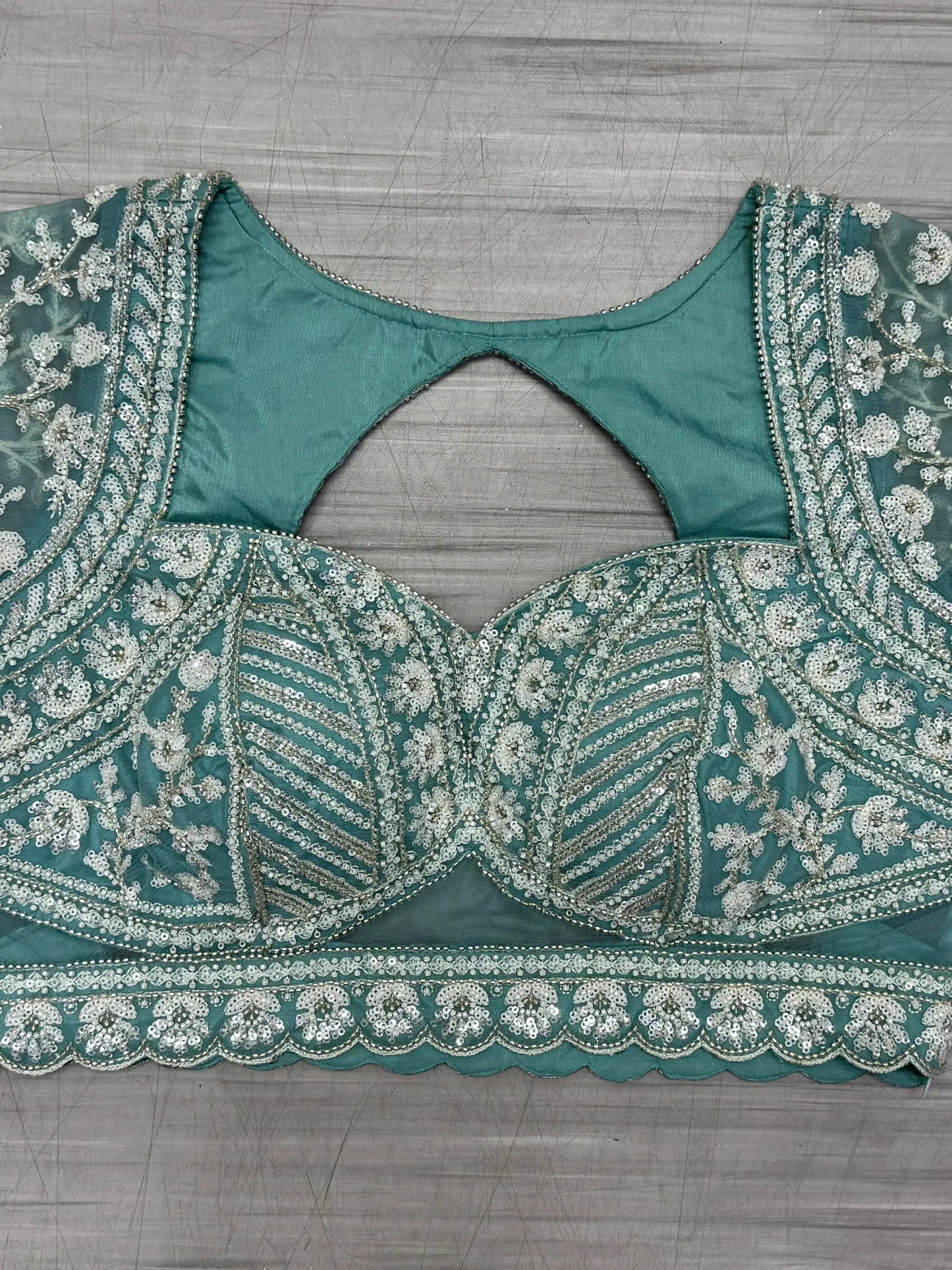 Awesome Sky Blue Hand Work Net Bridesmaid Lehenga Choli - Zeel Clothing