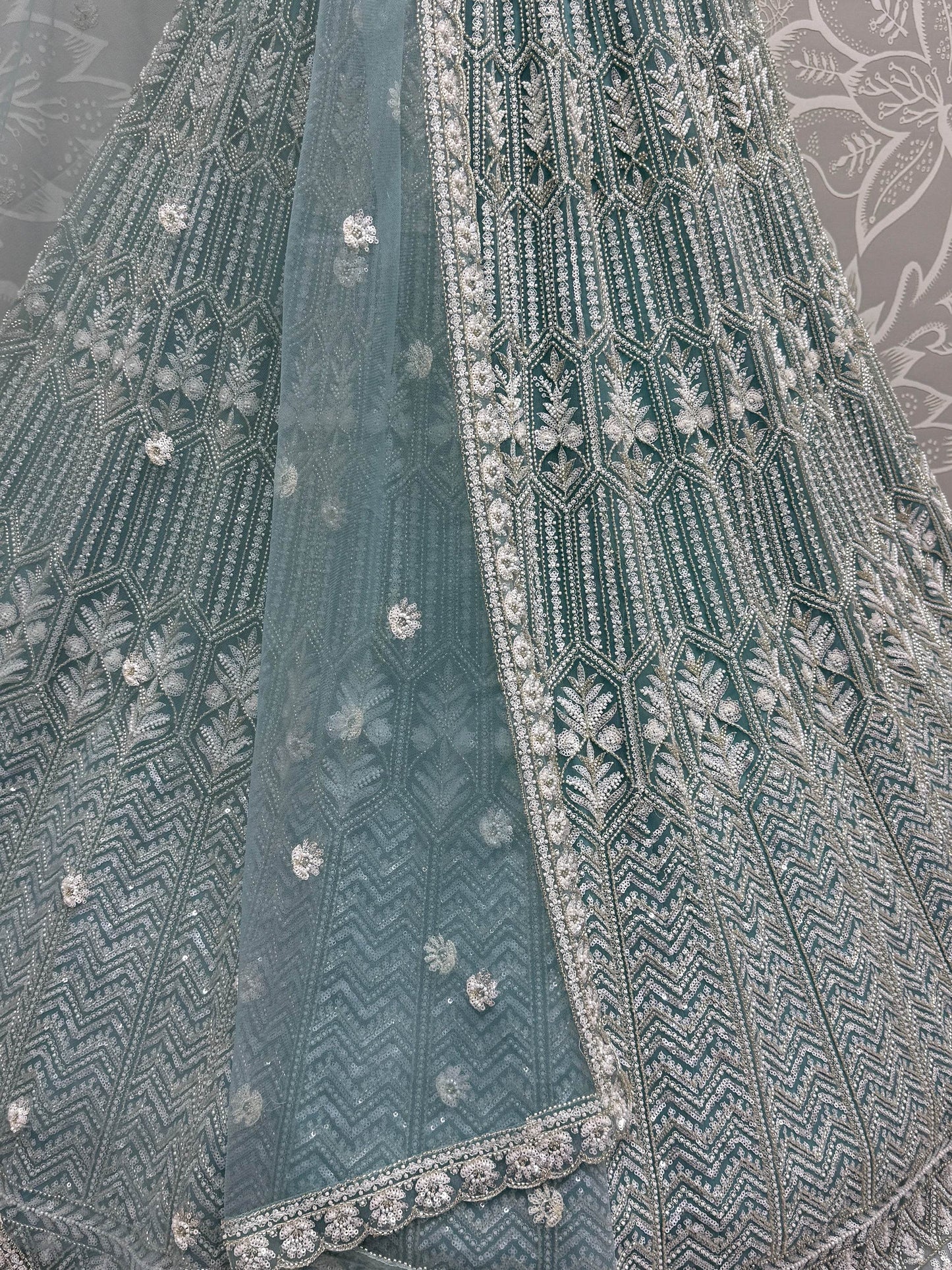Awesome Sky Blue Hand Work Net Bridesmaid Lehenga Choli - Zeel Clothing