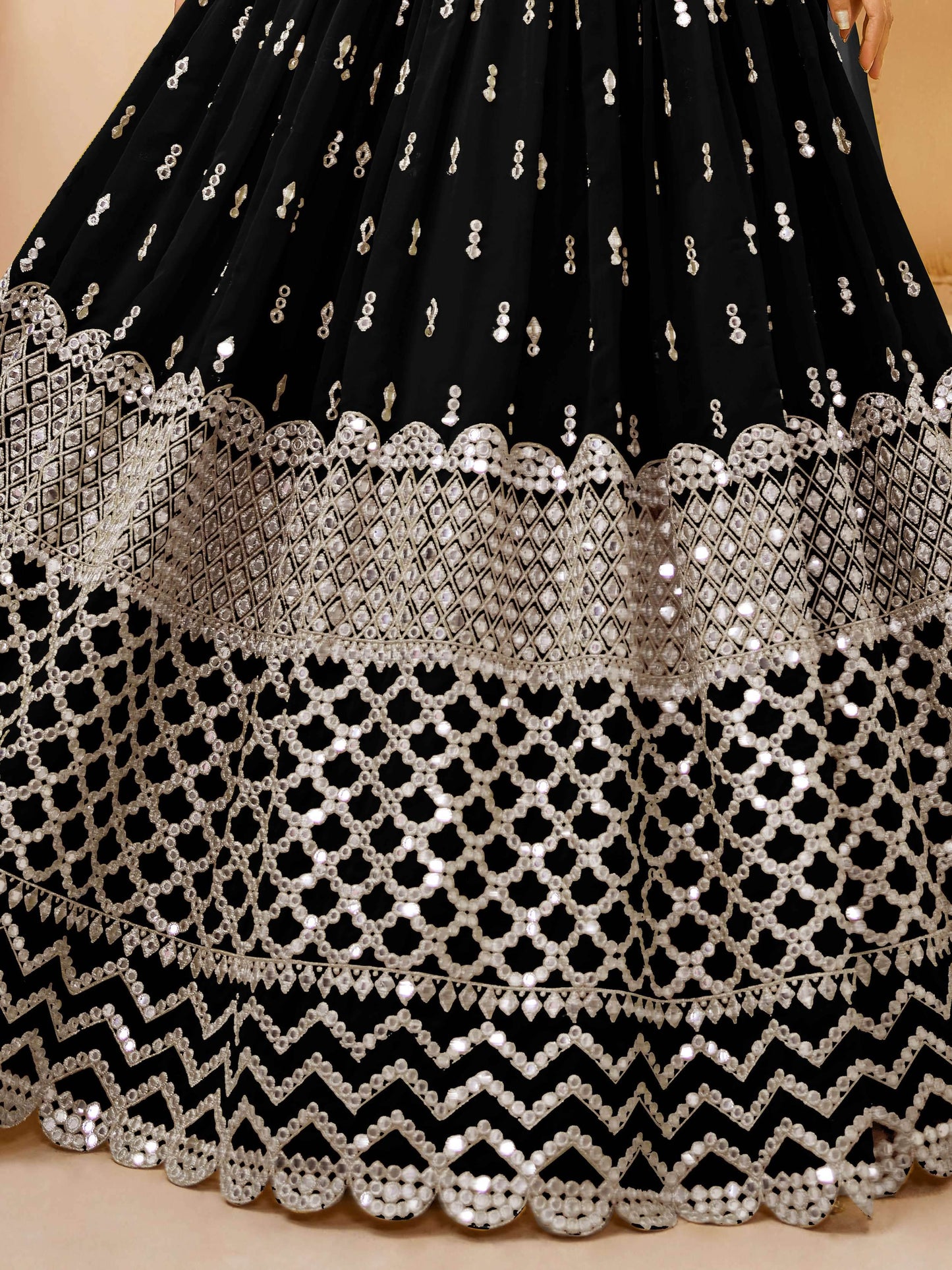 Beautiful Black Sequins Georgette Reception Wear Lehenga Choli - Zeel Clothing