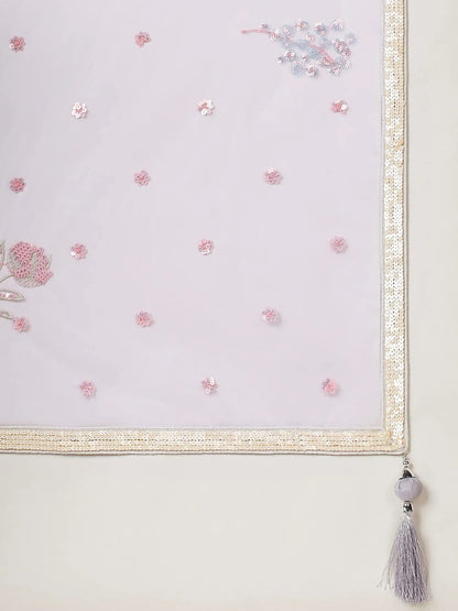 Beautiful Lavender Sequins Net Bridesmaid Lehenga Choli With Dupatta - Zeel Clothing