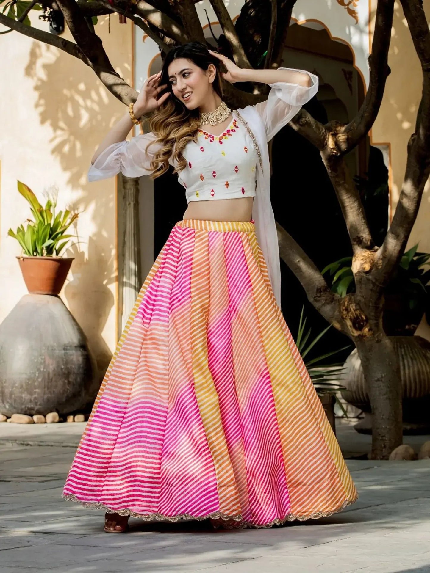 Beautiful Multi-color Leheriya Printed Silk Function Wear Lehenga Choli - Zeel Clothing