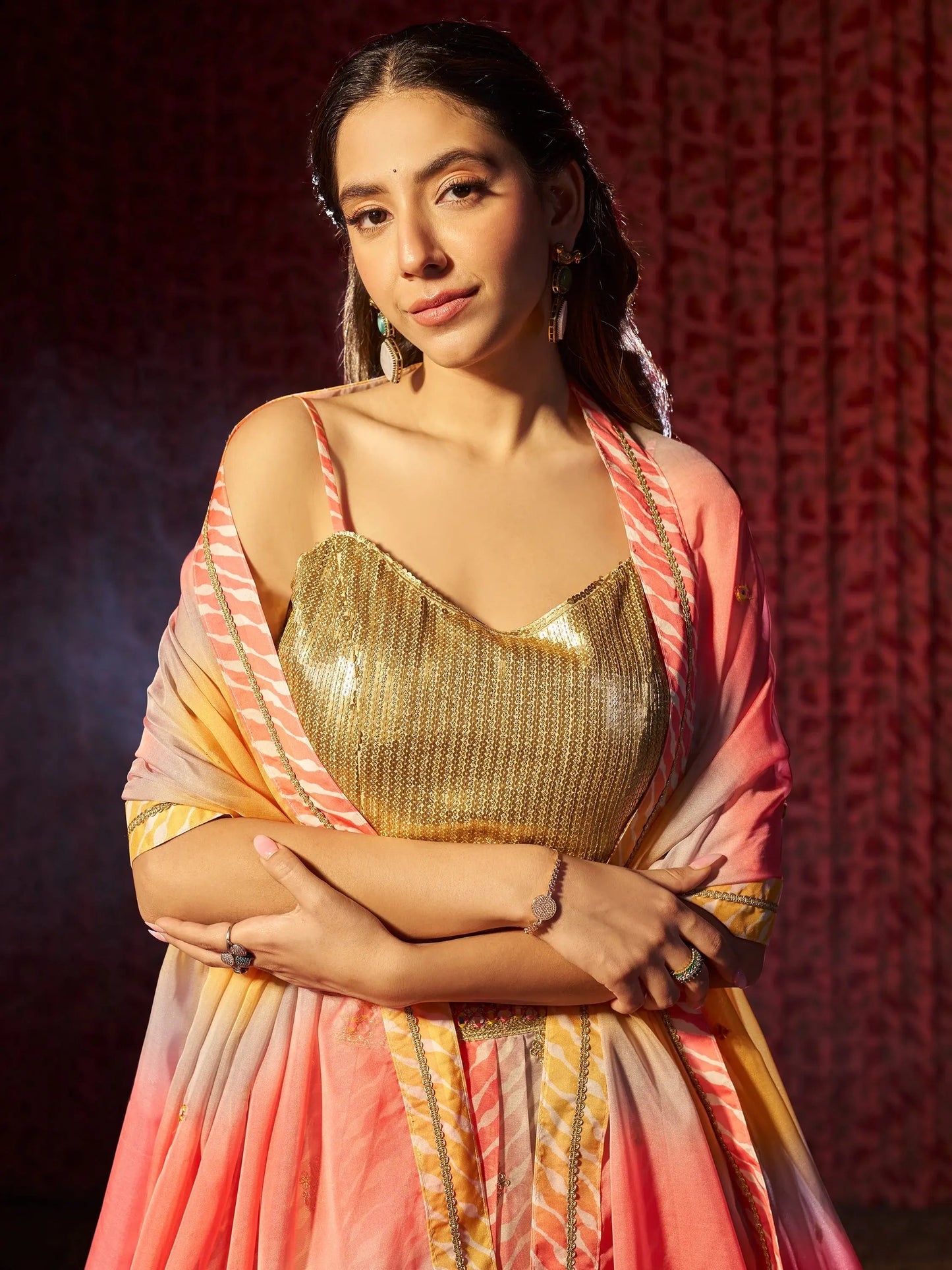 Beautiful Multi-Color Printed Organza Engagement Wear Lehenga Choli - Zeel Clothing