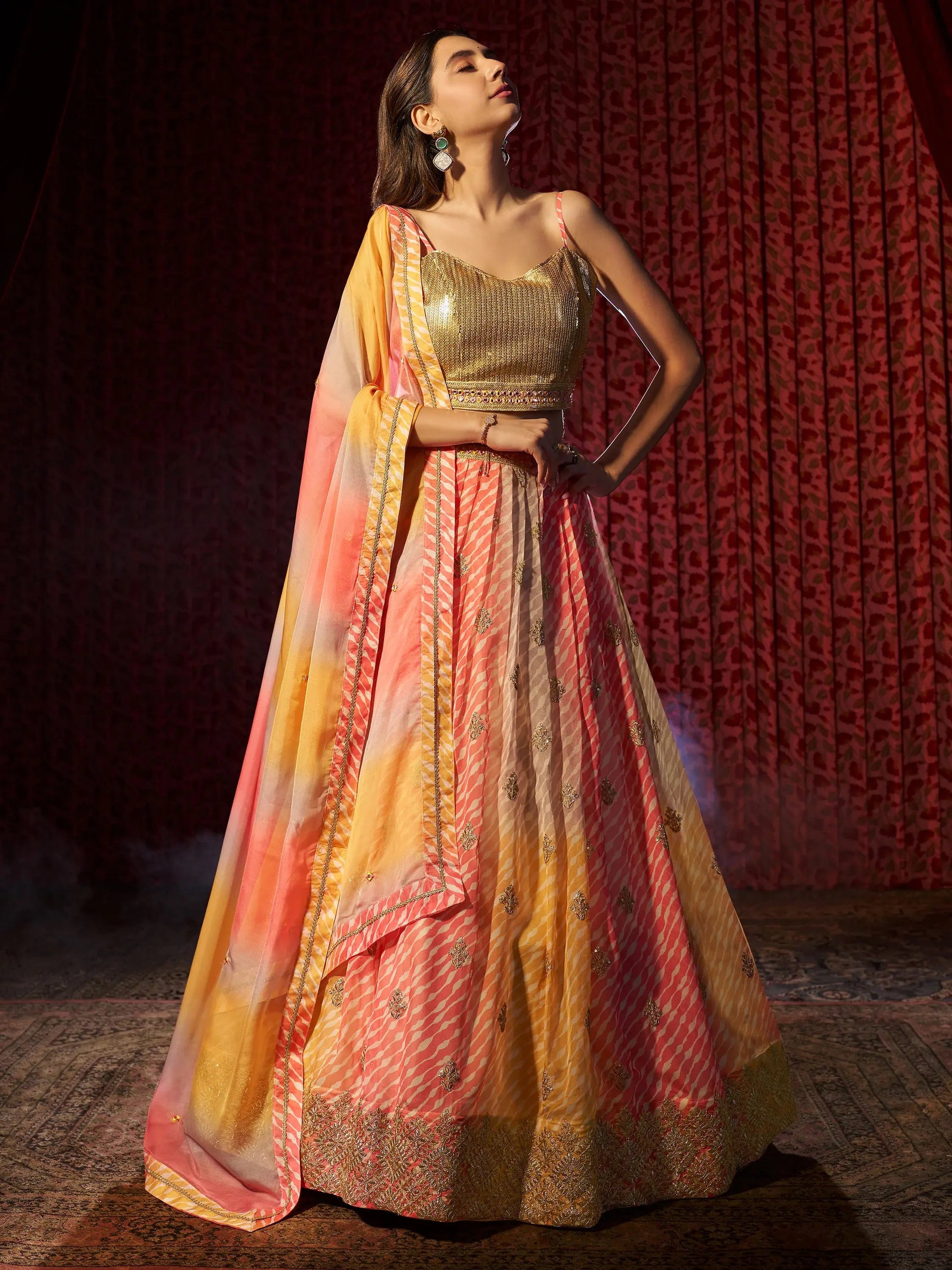 Beautiful Multi-Color Printed Organza Engagement Wear Lehenga Choli - Zeel Clothing