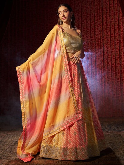 Beautiful Multi-Color Printed Organza Engagement Wear Lehenga Choli - Zeel Clothing