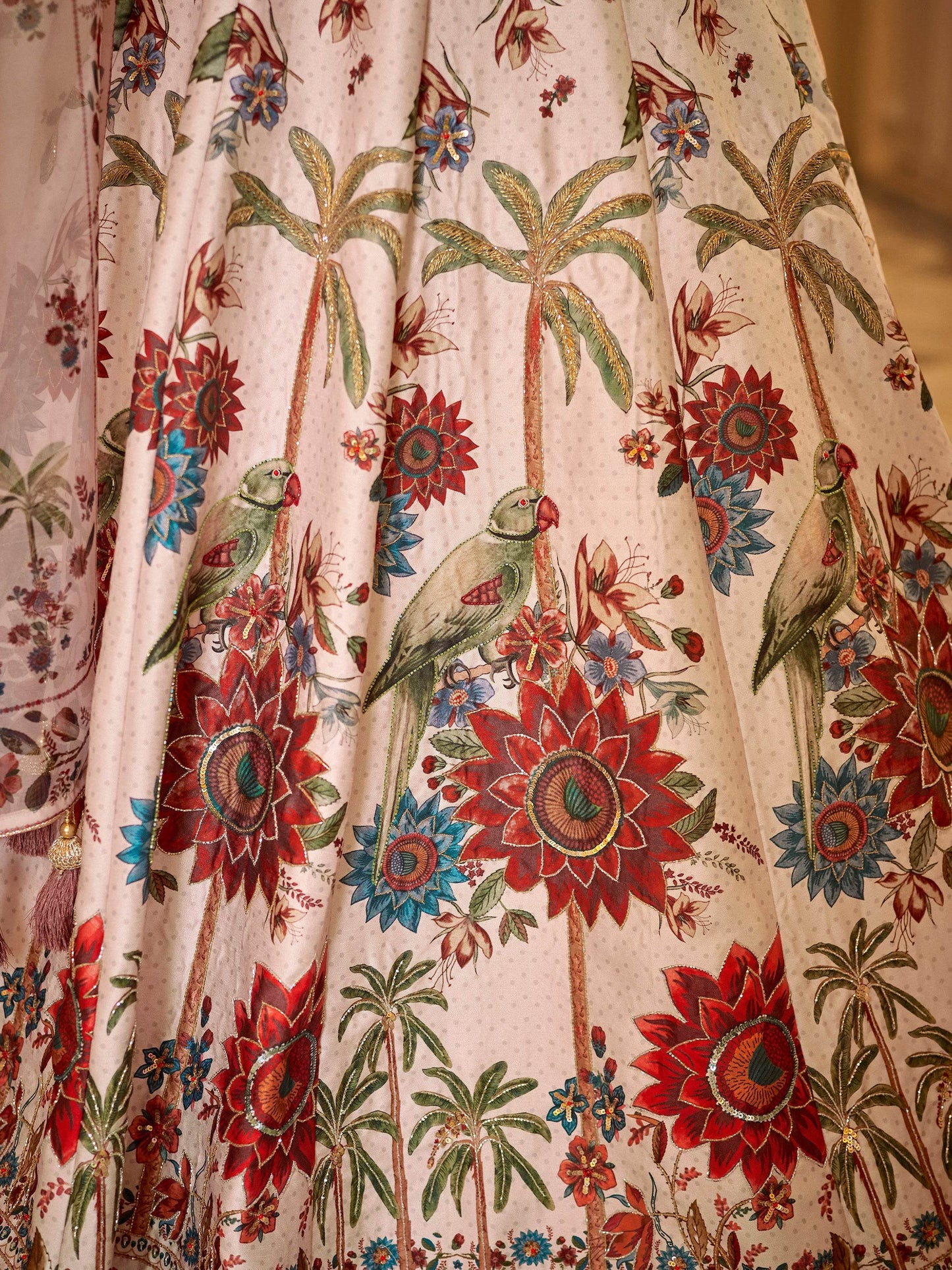 Beautiful Off-White Floral Printed Art Silk Wedding Wear Lehenga Choli - Zeel Clothing