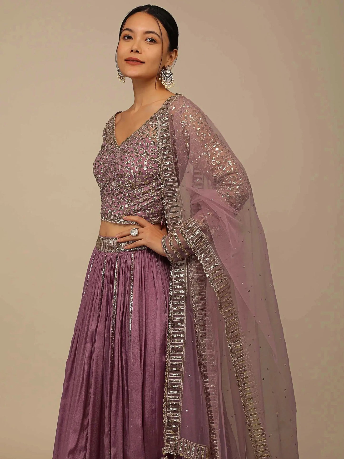 Beautiful Pink Sequins Party Wear Lehenga Choli With Net Dupatta - Zeel Clothing