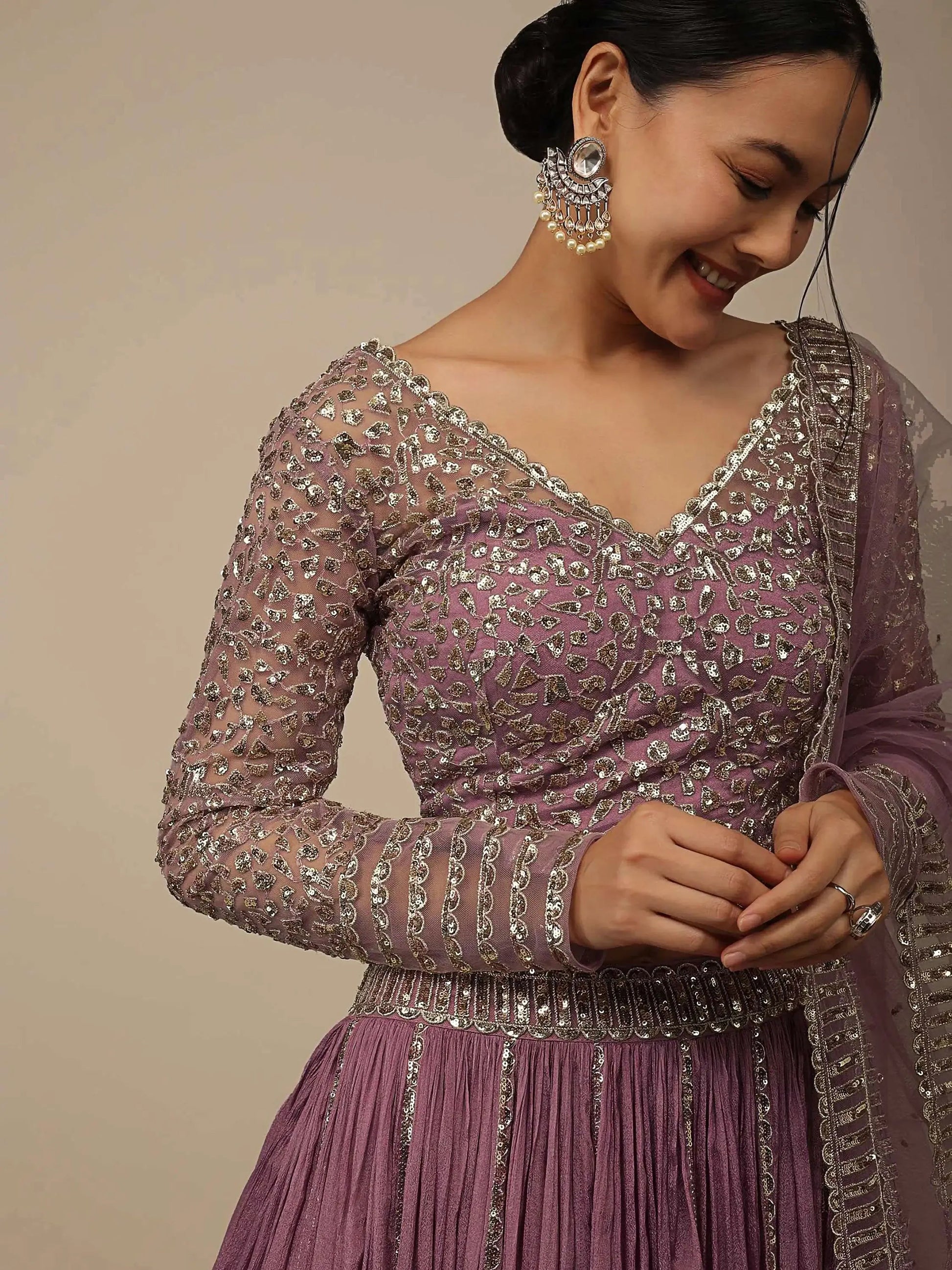 Beautiful Pink Sequins Party Wear Lehenga Choli With Net Dupatta - Zeel Clothing