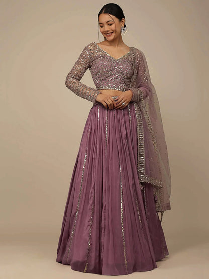 Beautiful Pink Sequins Party Wear Lehenga Choli With Net Dupatta - Zeel Clothing