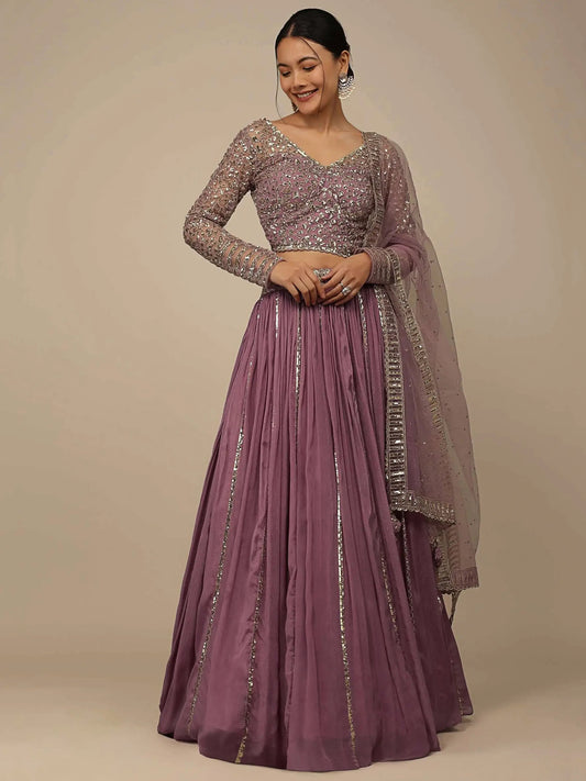 Beautiful Pink Sequins Party Wear Lehenga Choli With Net Dupatta - Zeel Clothing