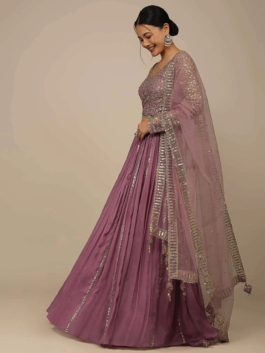 Beautiful Pink Sequins Party Wear Lehenga Choli With Net Dupatta - Zeel Clothing