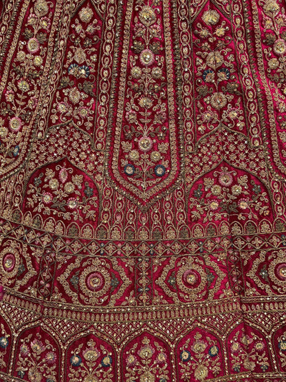 Beautiful Pink Thread Work Bridal Lehenga Choli With Double Dupatta - Zeel Clothing