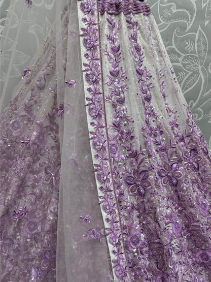 Beautiful Purple Multi Thread Work Net Wedding Lehenga Choli - Zeel Clothing