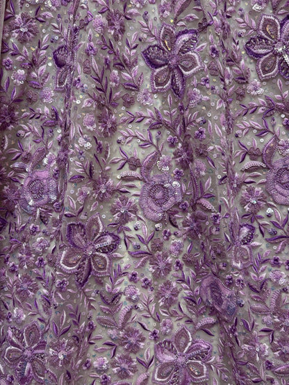 Beautiful Purple Multi Thread Work Net Wedding Lehenga Choli - Zeel Clothing