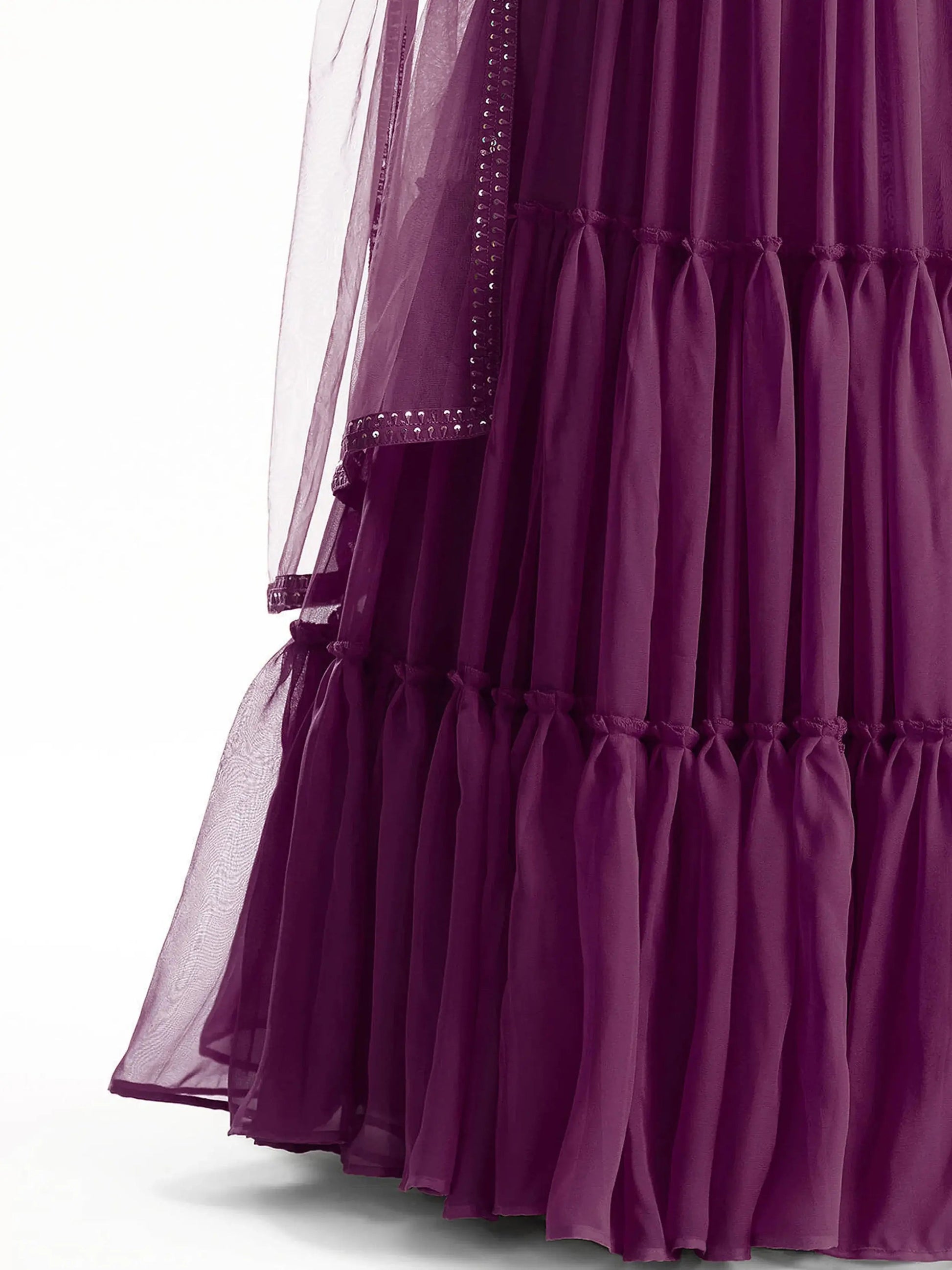 Beautiful Purple Sequined Georgette Party Wear Lehenga Choli - Zeel Clothing