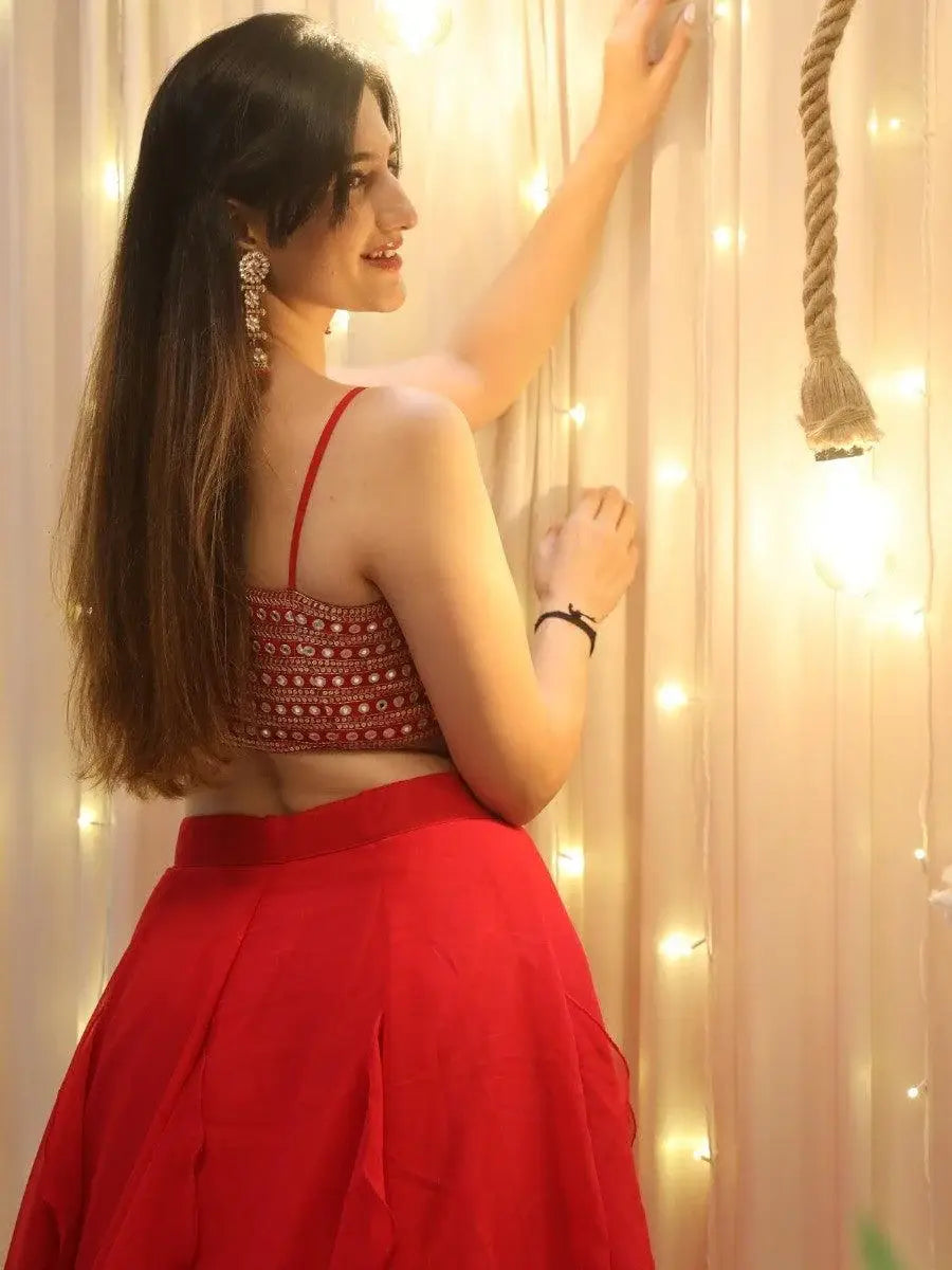 Beautiful Red Georgette Wedding Wear Lehenga Choli With Dupatta - Zeel Clothing