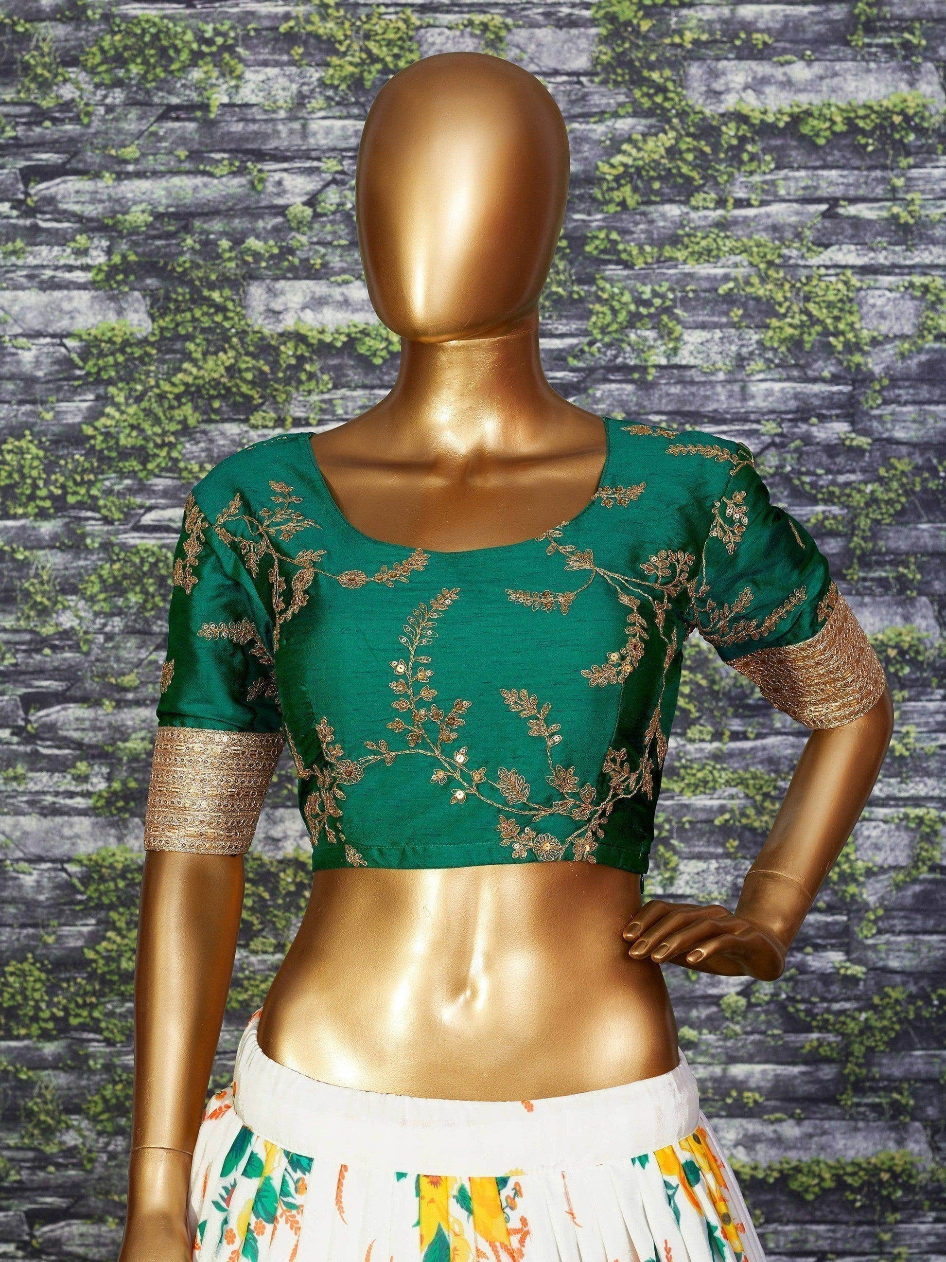 Beautiful White-Green Designer Digital Printed Lehenga Choli - Zeel Clothing