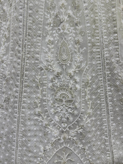 Beautiful White Thread Work Net Bridesmaid Lehenga Choli With Dupatta - Zeel Clothing