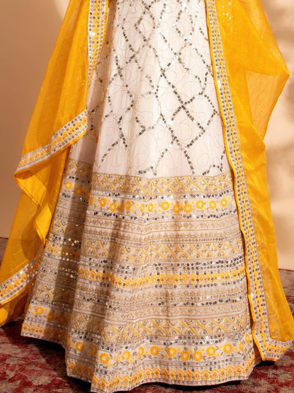 Bewitching White Sequins Work Georgette Function Wear Lehenga Choli - Zeel Clothing