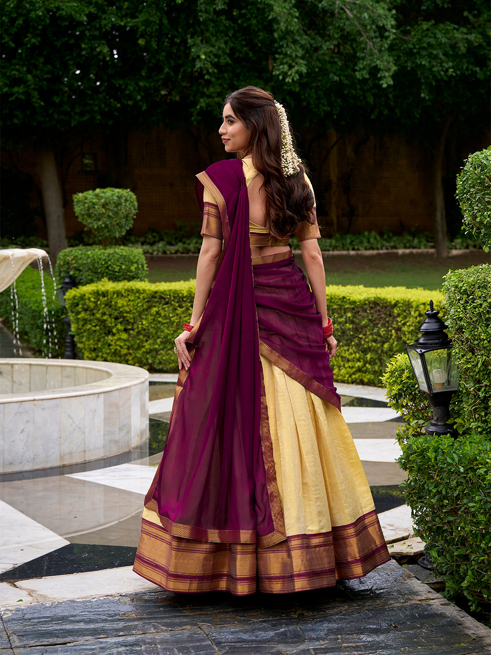Brown Color Zari Weaving Work Kanchipuram Lehenga Choli