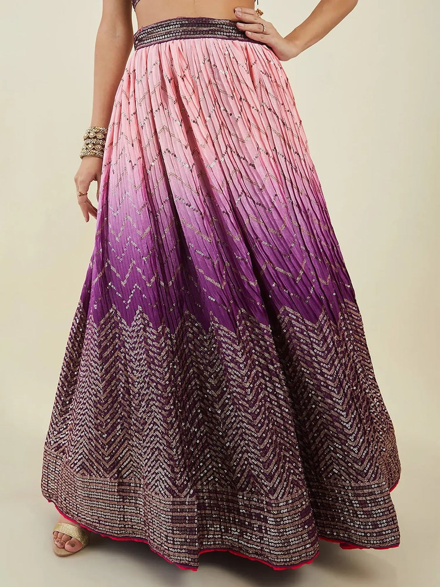 Captivating Purple Sequins Art Silk Events Wear Lehenga Choli - Zeel Clothing