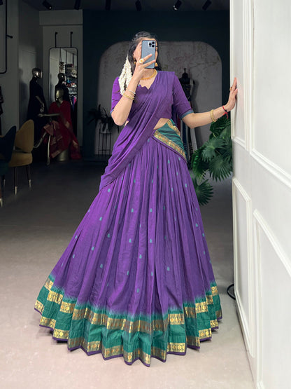Purple Color Zari Weaving Work Chanderi Lehenga Choli