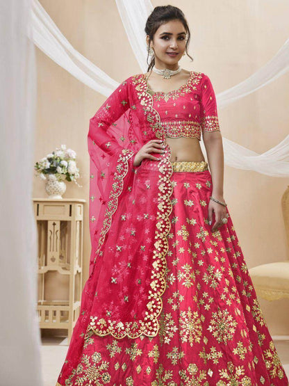 Charismatic Pink Zari Work Art Silk Engagement Wear Lehenga Choli - Zeel Clothing