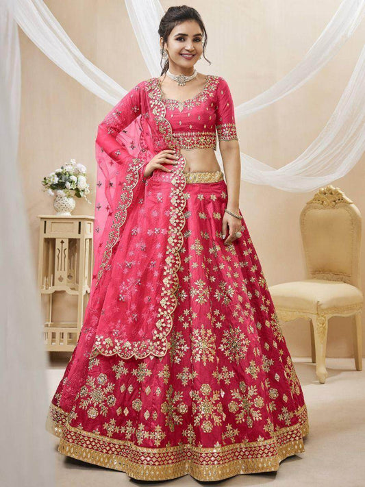 Charismatic Pink Zari Work Art Silk Engagement Wear Lehenga Choli - Zeel Clothing