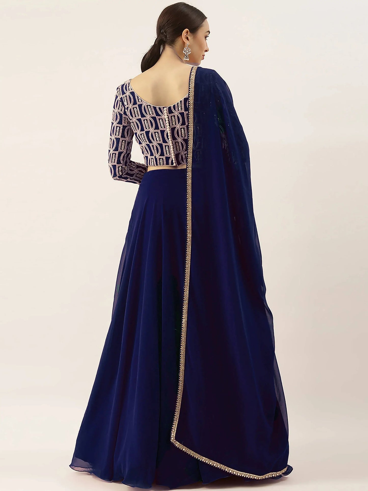 Charming Blue Thread Work Georgette Sangeet Wear Lehenga Choli - Zeel Clothing