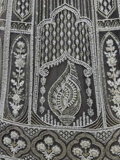 Charming Grey Embroidered Net Bridesmaid Lehenga Choli With Dupatta - Zeel Clothing