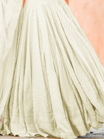 Charming Off-White Sequins Work Georgette Traditional Lehenga Choli - Zeel Clothing