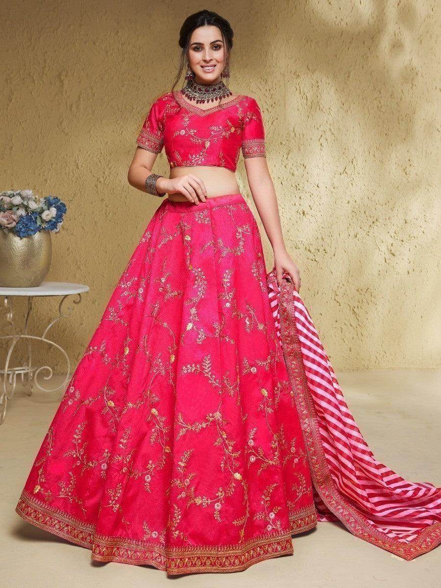 Charming Pink Embroidered Silk Wedding Wear Lehenga Choli - Zeel Clothing