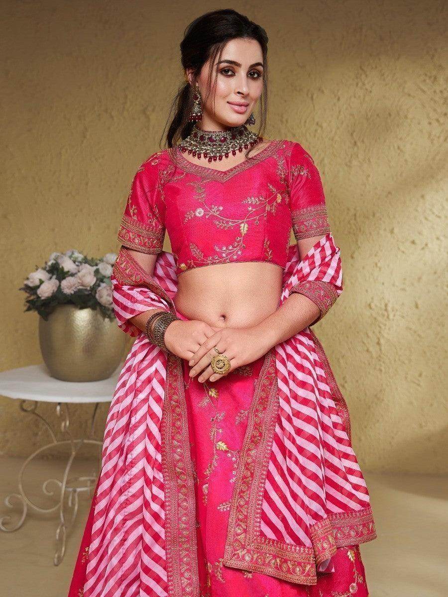 Charming Pink Embroidered Silk Wedding Wear Lehenga Choli - Zeel Clothing